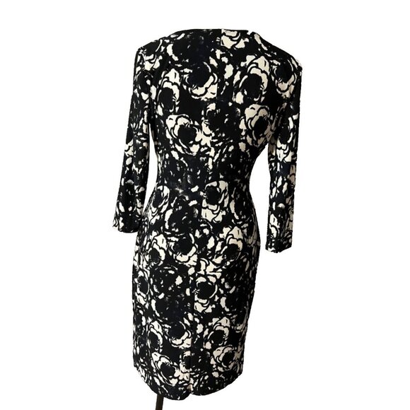 Chaps Ralph Lauren Dress Black White S P Small Petite Stretch Washable NEW - Picture 4 of 6